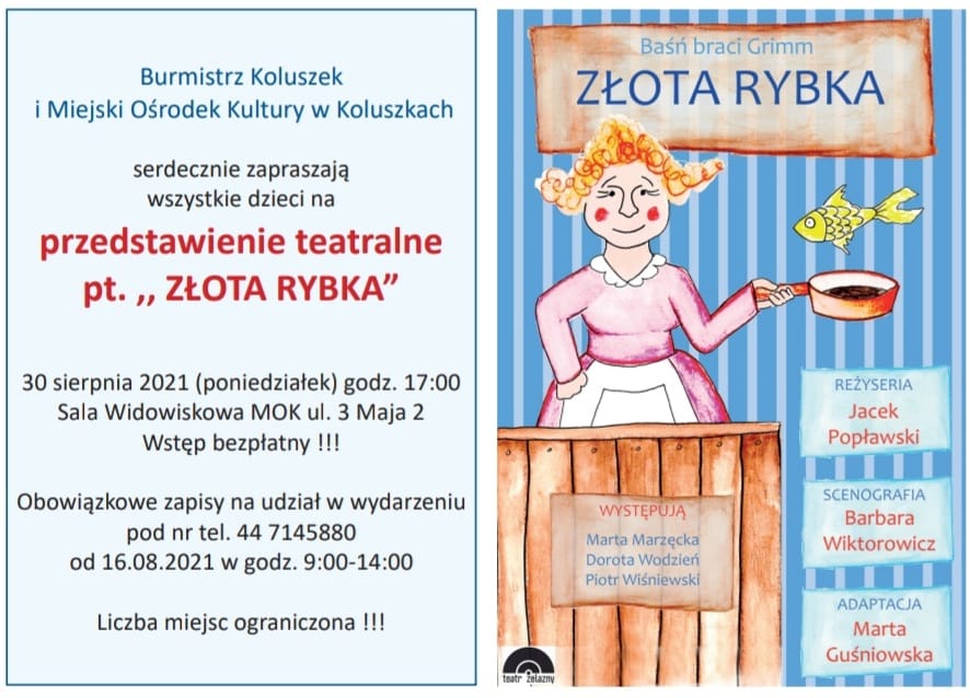 Zaproszenie na przedstawienie teatralne Złota Rybka