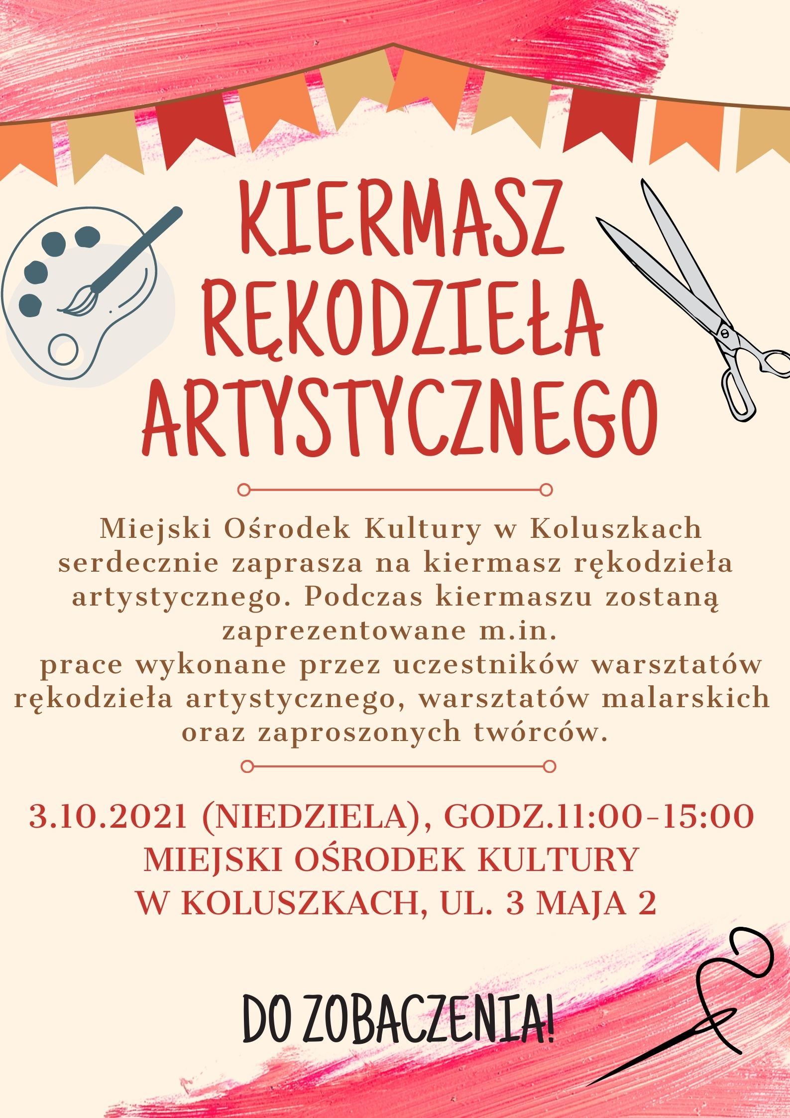 Plakat - zaproszenie na kiermasz rękodzieła artystycznego