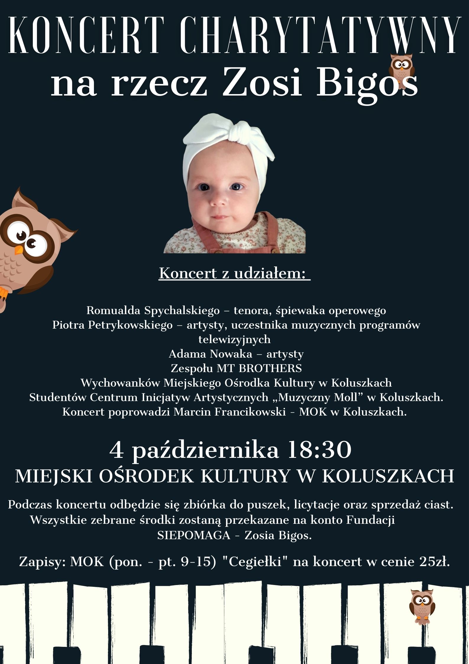 Plakat - koncert charytatywny dla Zosi Bigos