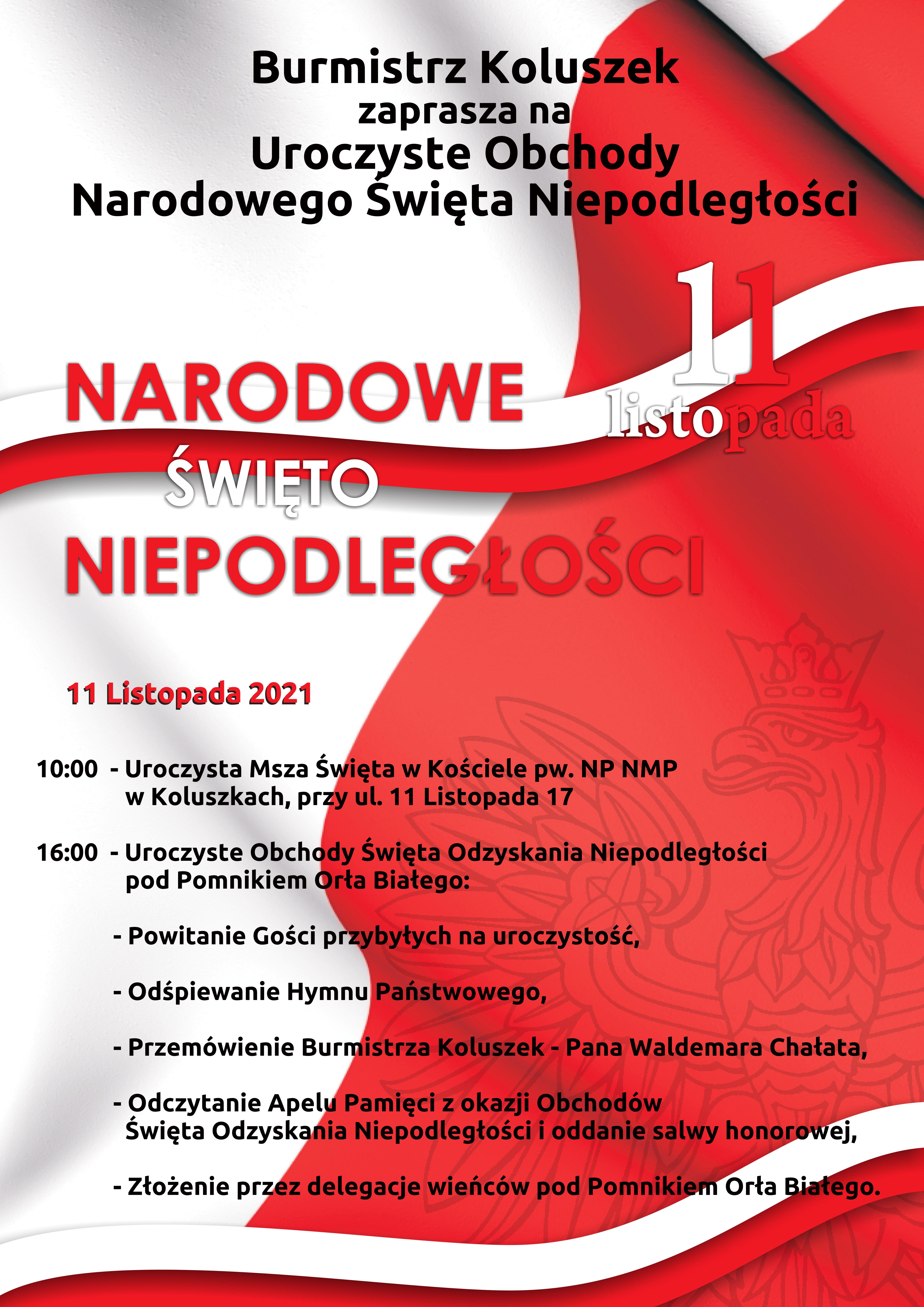 Zaproszenie na Uroczyste Obchody Odzyskania Niepodległości