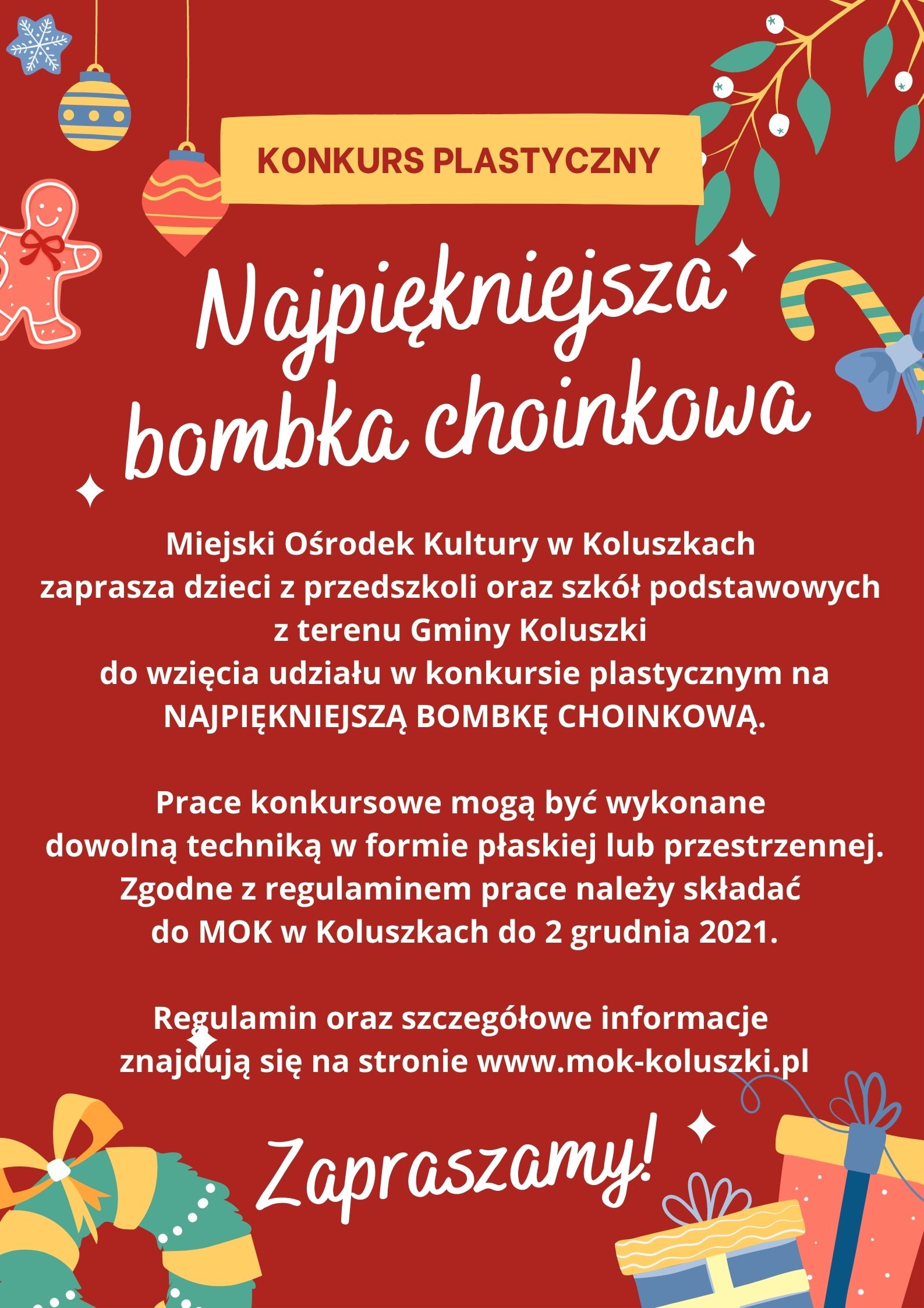 Plakat konkursu "Najpiękniejsza bombka choinkowa"