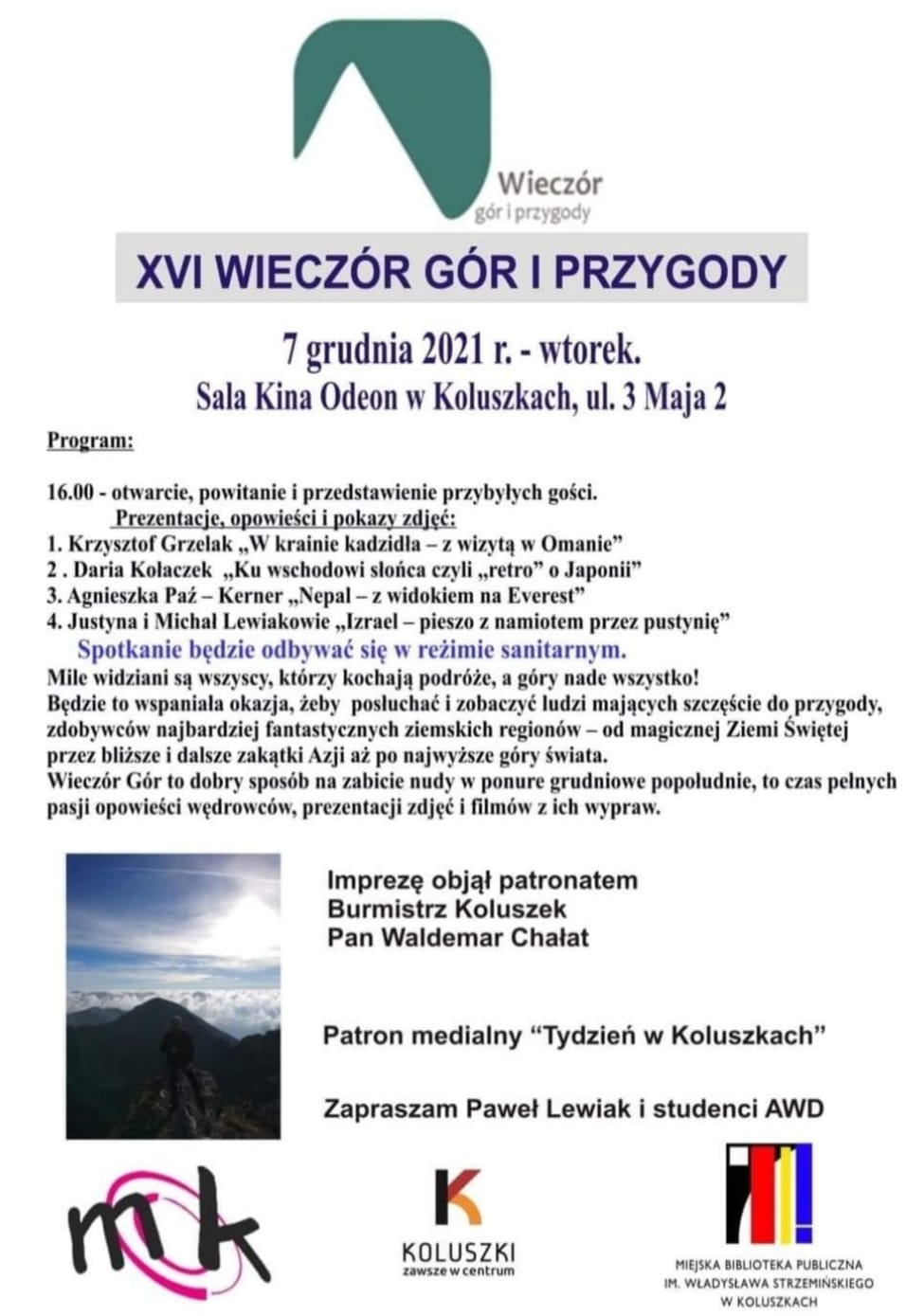 Plakat XVI Wieczór gór i przygody