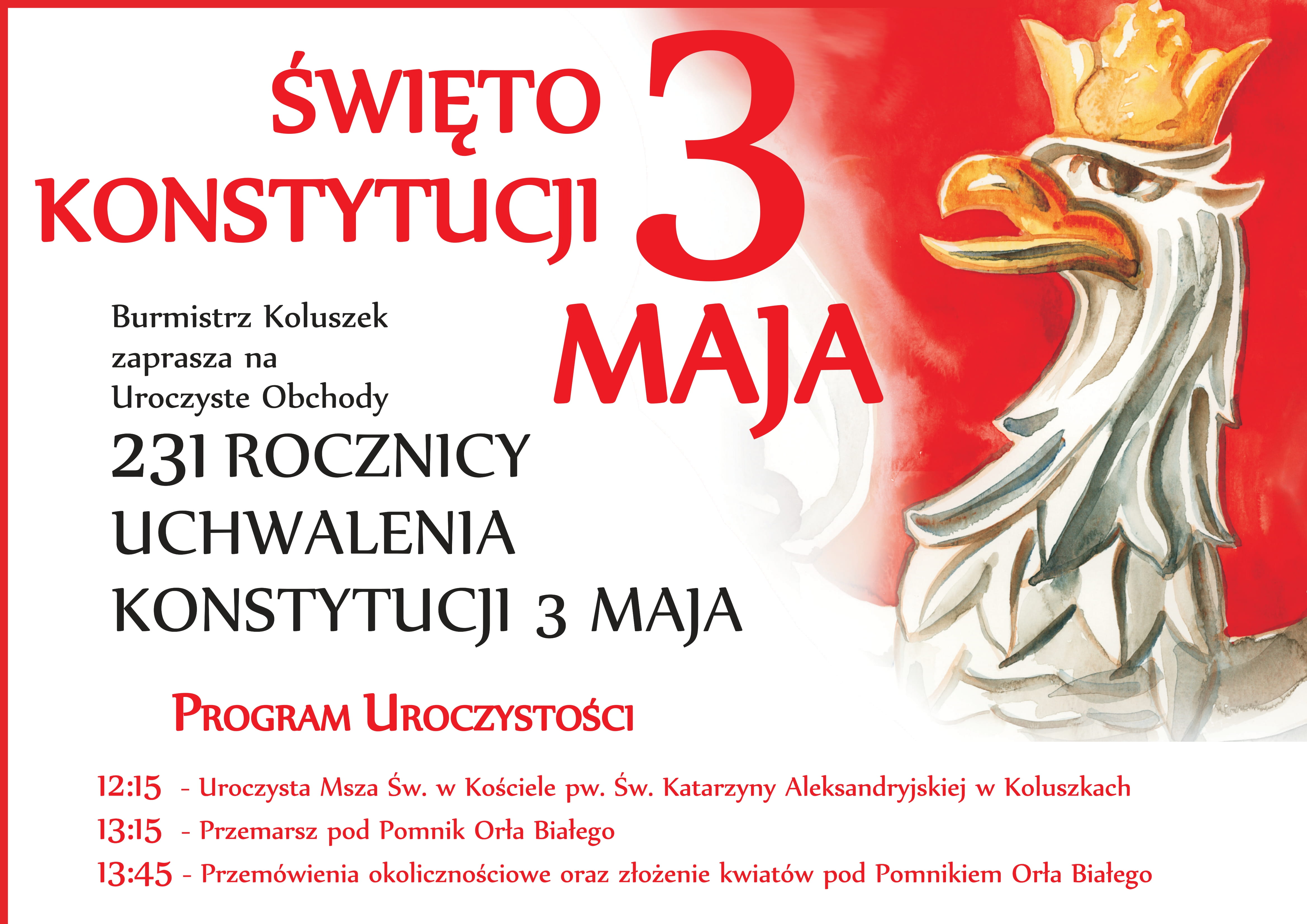 Plakat - Uroczyste Obchody 231 Rocznicy Uchwalenia Konstytucji 3 Maja