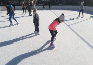 Zdjęcie uczestników Ferii z MOK podczas wizyty na lodowisku „Biały Orlik" Ośrodka Sportu i Rekreacji w Koluszkach