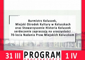 Zaproszenie na Uroczyste Obchody 70 Lat Praw Miejskich Koluszek