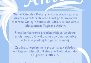 Plakat konkurs plastycznego pt. MAGICZNE ANIOŁY