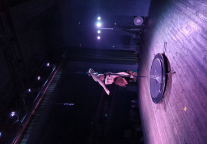 Zdjęcie kobiety prezentującej pole dance podczas pokazów Studia Tańca Fame Pani Kamili Marczuk-Włodarskiej w sali widowiskowej MOK