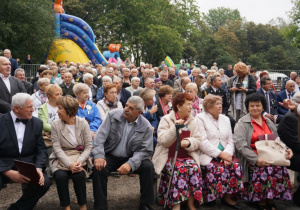 Zdjęcie mieszkańców Gminy Koluszki w Amfiteatrze Parku Miejskiego podczas obchodów Dożynek 2019