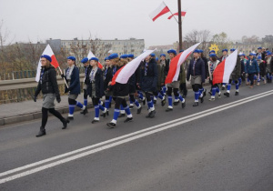 Zdjęcie uczestników przemarszu pod Pomnik Orła Białego w Koluszkach