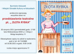 Zaproszenie na przedstawienie teatralne Złota Rybka