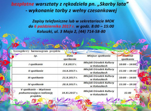 Zaproszenie na bezpłatne warsztaty z rękodzieła pn. Skarby lata